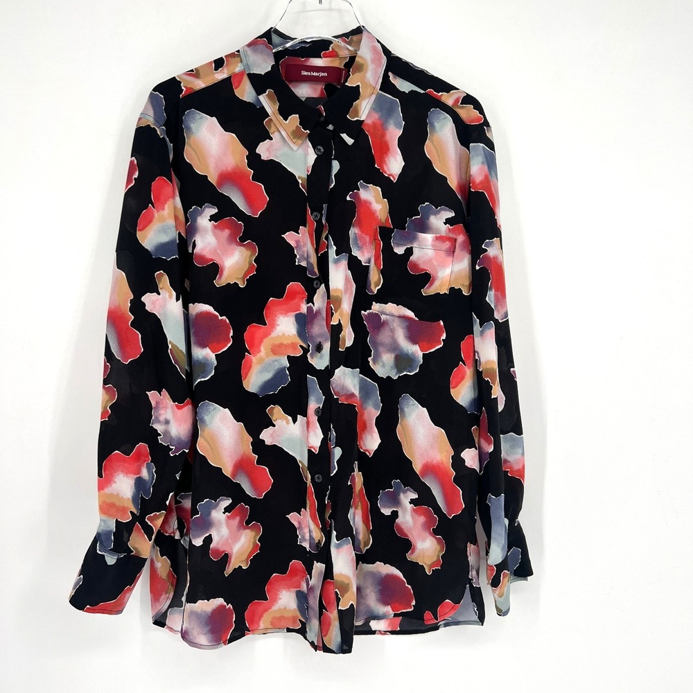 Sies Marjan Top Womens 12 Silk Colorful Rainbow‎ Maximalist Career Designer